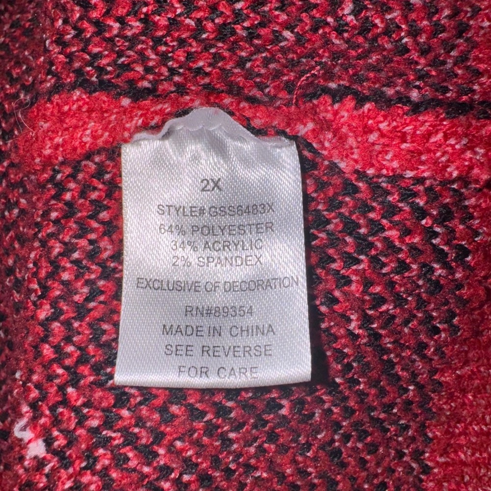 Adrienne Vittadini Womens 2X‎ Red Black Polka Dot Jolly Christmas Sweater - Picture 8 of 9